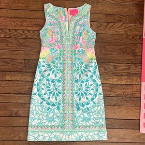 Lilly Pulitzer Sigrid Shift Dress - Caribbean Citrus Engineered Knit Dress - 0